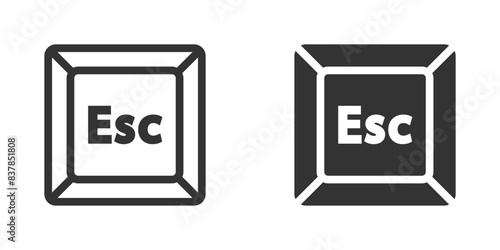 Vector illustration of Esc key icons in black and white. Perfect for representing computer keyboards, technology, and digital interface concepts.
