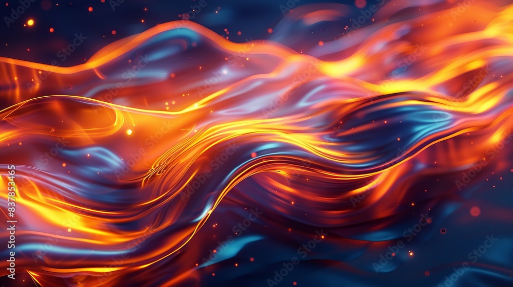 Abstract fluid waves with glowing fiery tones in motion Abstract fluid waves with glowing fiery tones in motion
