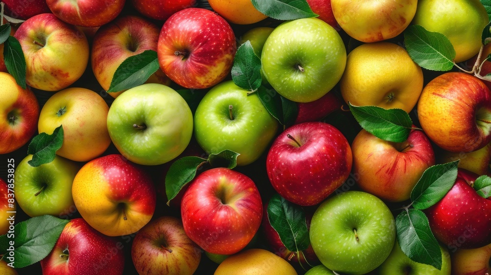 Fresh assorted apple background from top view, natural fruit with high vitamin and nutrition, Healthy diet food concept Fresh assorted apple background from top view, natural fruit with high vitamin and nutrition, Healthy diet food concept