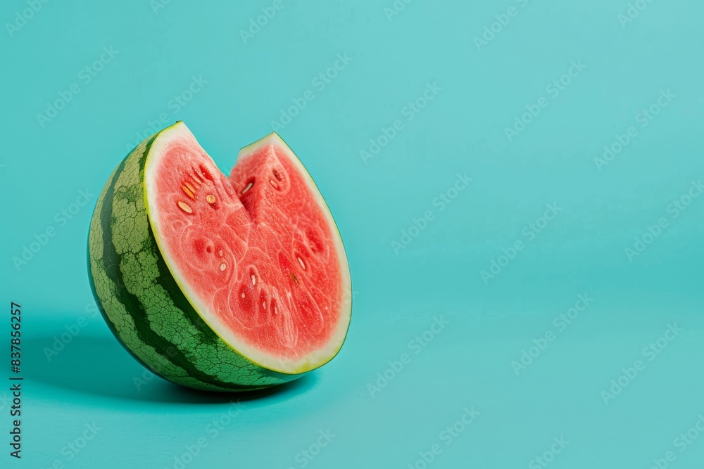 Watermelon Slice on Aqua Background. Watermelon Slice on Aqua Background.