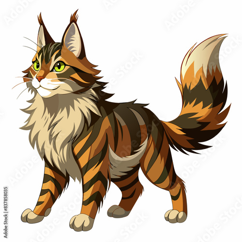 main coon cat stand vector illustration