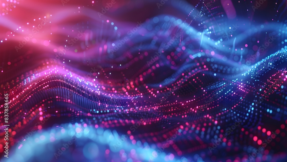 Abstract digital background with glowing data connections and dynamic wave forms, representing the concept of big data technology
Abstract digital background with glowing data connections and dynamic wave forms, representing the concept of big data technology