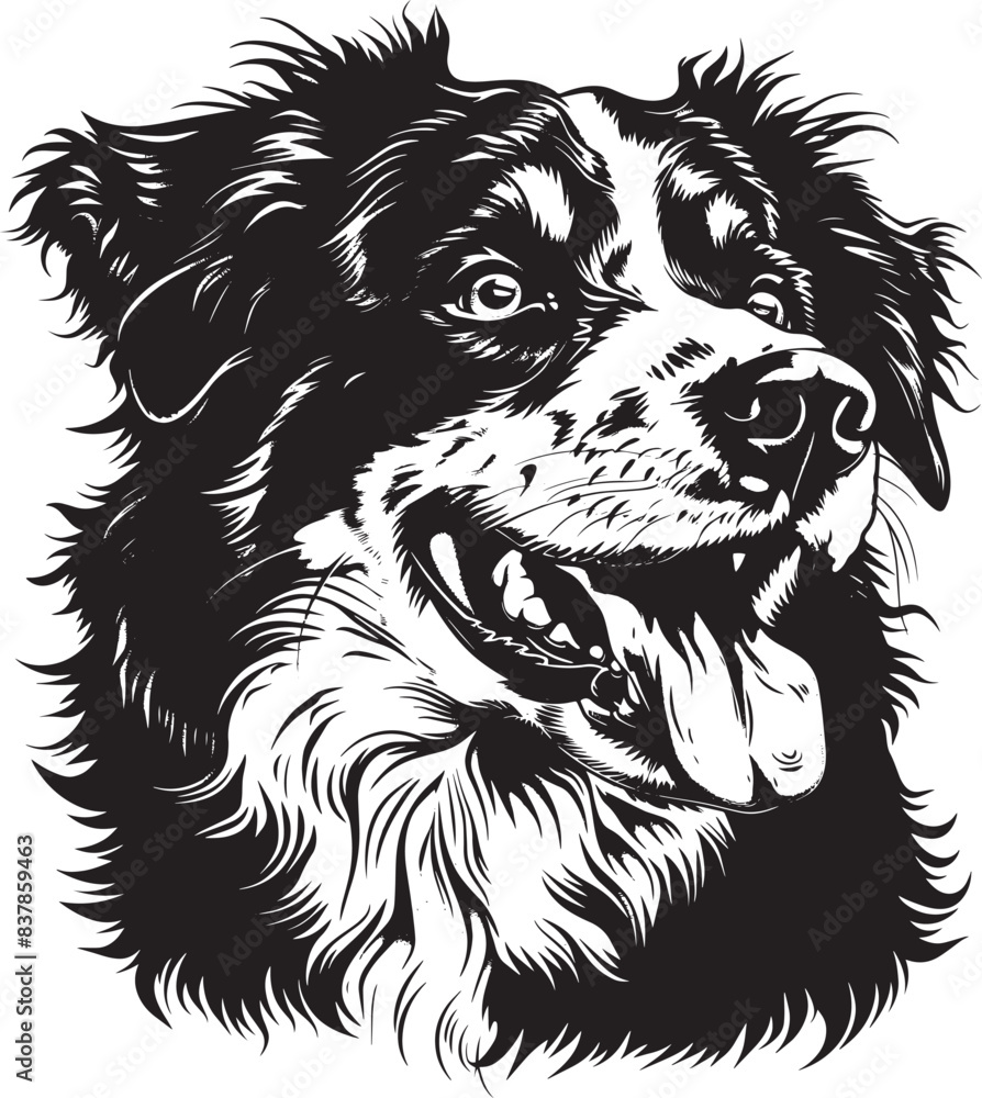 Fototapeta premium Australian Shepherd dog clipart, Australian Shepherd black vector
