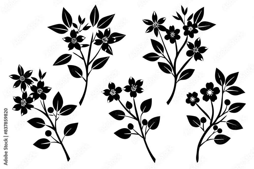 floral branch silhouette vector illustration floral branch silhouette vector illustration
