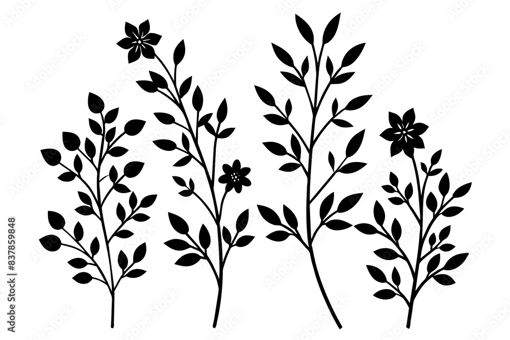 floral branch silhouette vector illustration floral branch silhouette vector illustration