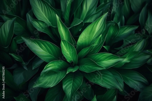 nature green leaf pattern, tropical lush foliage background © alisaaa