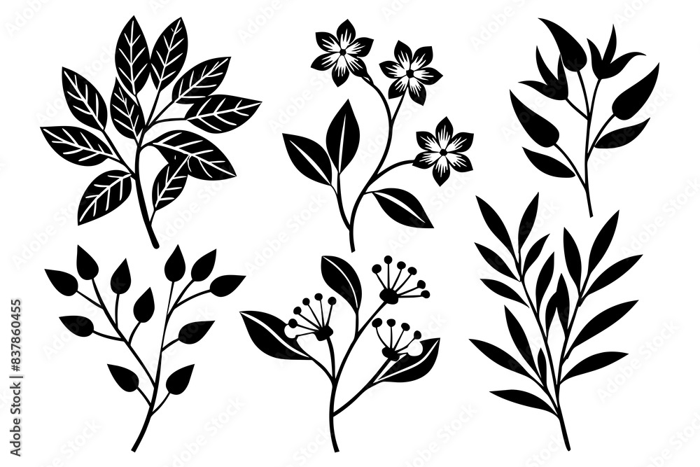 floral branch silhouette vector illustration floral branch silhouette vector illustration