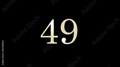 Number 49 with gold and white particles and alpha channel, numerology, number forty nine photo