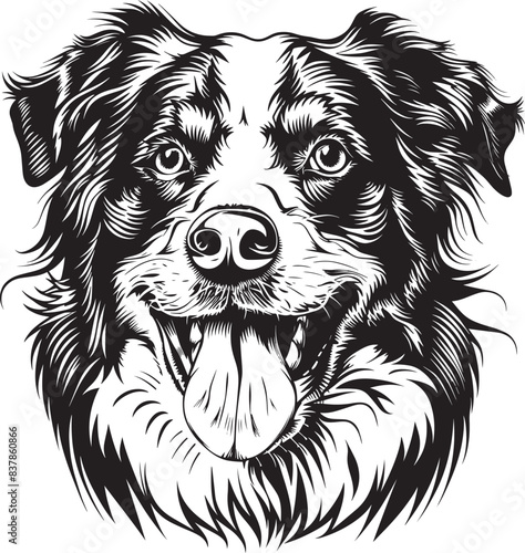 Australian Shepherd dog clipart, Australian Shepherd black vector