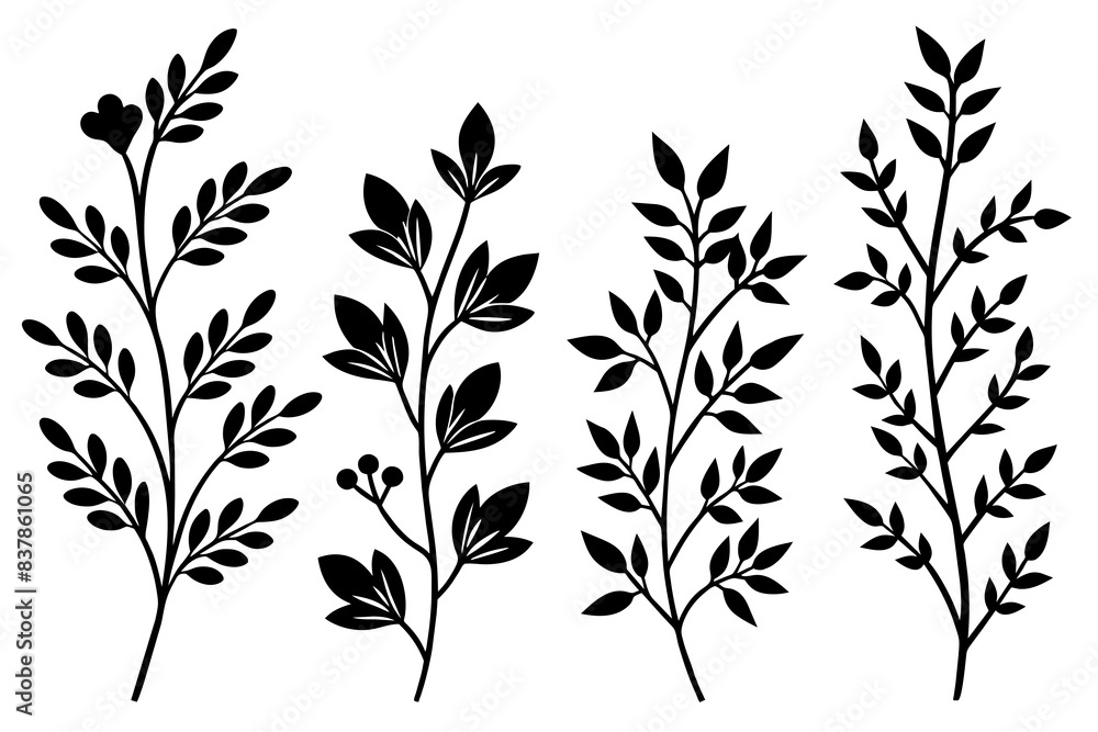 floral branch silhouette vector illustration floral branch silhouette vector illustration