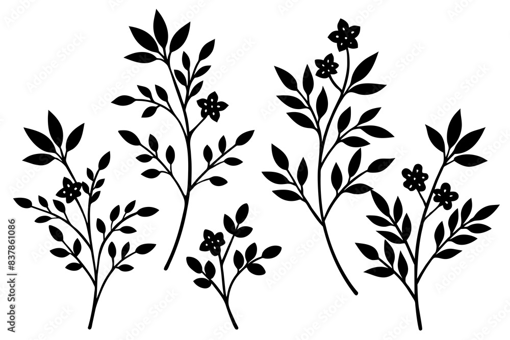 floral branch silhouette vector illustration floral branch silhouette vector illustration