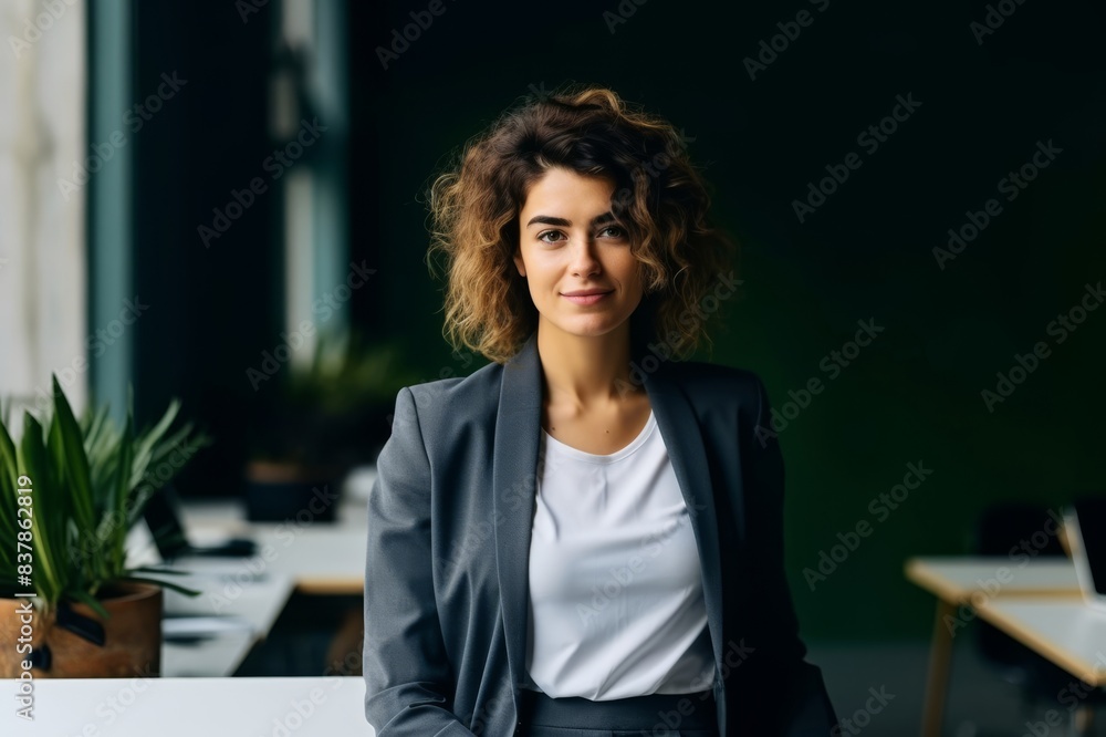 Portrait Of Happy Business Woman Standing In The Office Portrait Of Happy Business Woman Standing In The Office