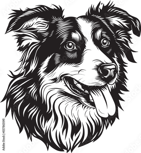 Australian Shepherd dog clipart, Australian Shepherd black vector
