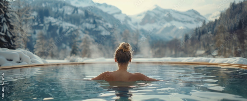 Amidst a picturesque landscape, a young woman bathes in a natural pool, finding harmony with nature and herself. Amidst a picturesque landscape, a young woman bathes in a natural pool, finding harmony with nature and herself.