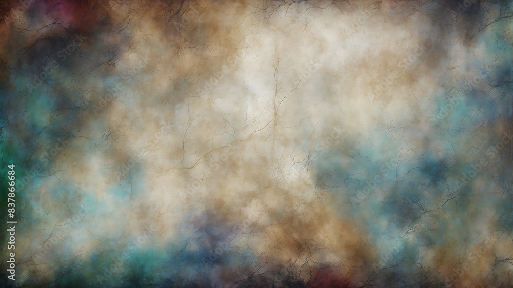 Obraz premium Abstract acrylic paint background in blue, orange, yellow, and pink colors. Closeup of abstract rough colorful picture.
