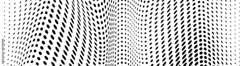 Abstract halftone texture. Chaotic waves of black dots on a white background Abstract halftone texture. Chaotic waves of black dots on a white background