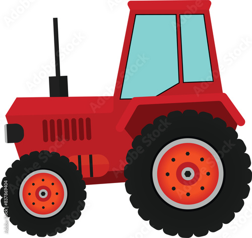 Red Tractor on white background - Vector illustration Agricultural Tractor