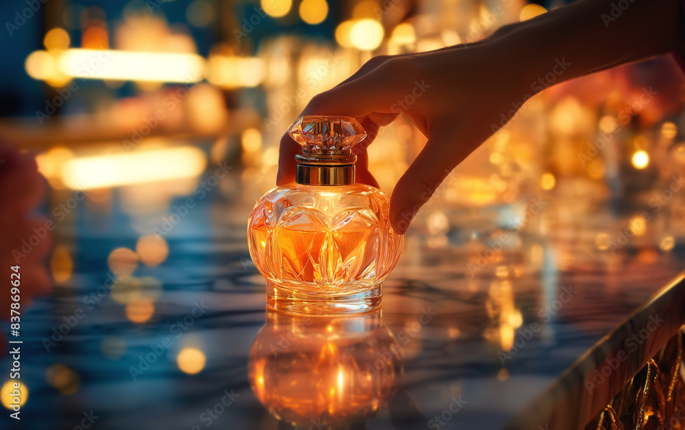 Perfumer choosing a fragrance in a store Perfumer choosing a fragrance in a store