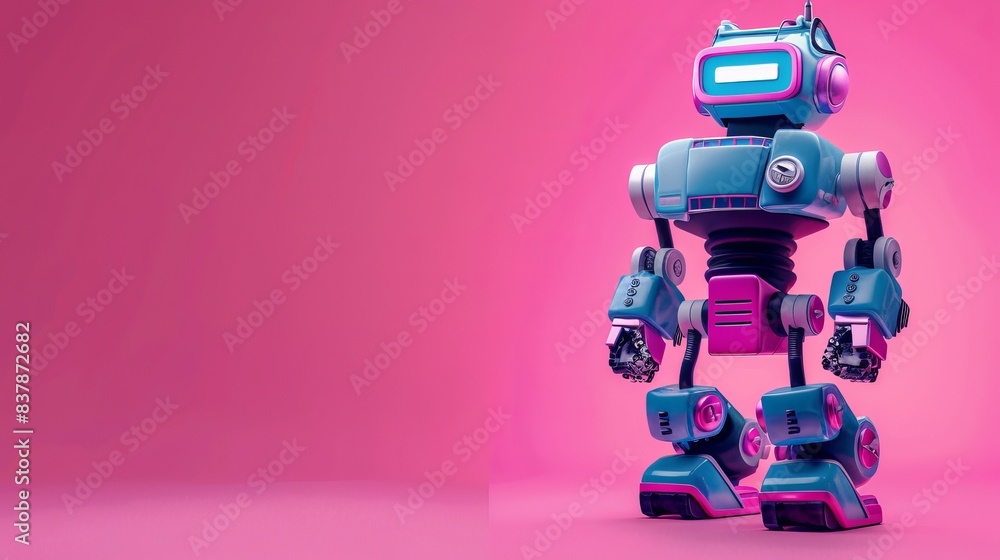 An image of a cartoon robot against a pink background An image of a cartoon robot against a pink background