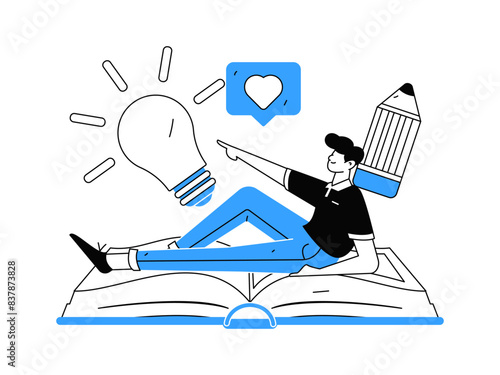 Education and learning people flat vector concept hand drawn illustration
