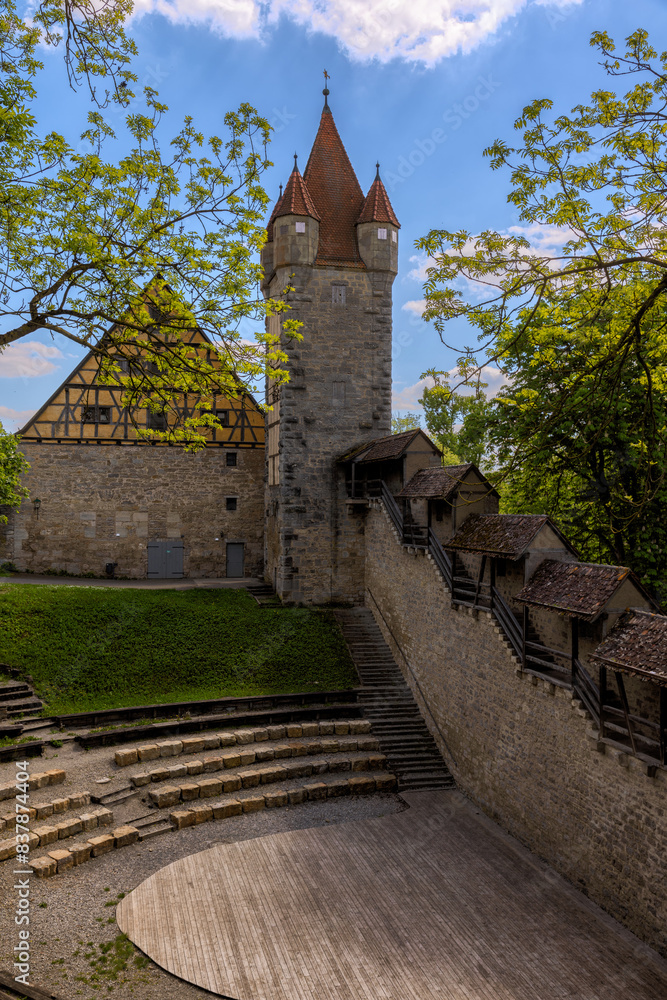 Amazing view of the medieval city wall in the old town of german fairytale Rothenburg ob der Tauber Amazing view of the medieval city wall in the old town of german fairytale Rothenburg ob der Tauber