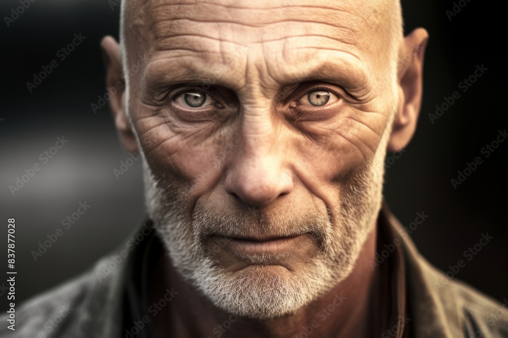 ominous looking senior man stares at camera ominous looking senior man stares at camera