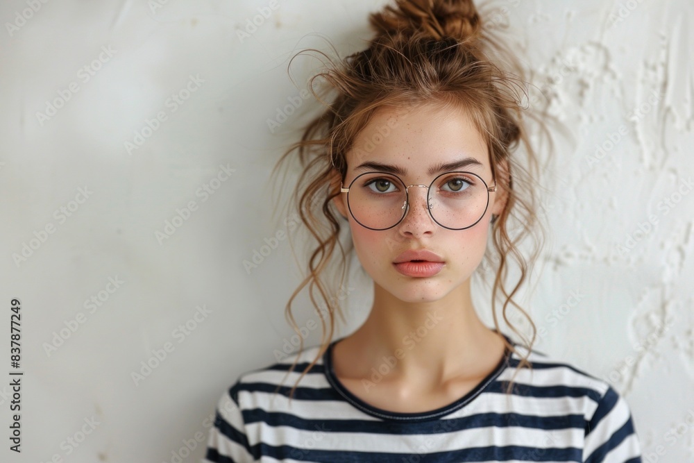 Close-up shot of a beautiful young female model looking excitedly and pleadingly at the camera with a charming sweet smile posing against a blank wall Close-up shot of a beautiful young female model looking excitedly and pleadingly at the camera with a charming sweet smile posing against a blank wall