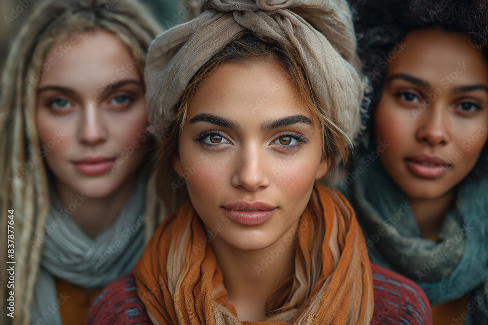 Portrait of group diverse multiracial friends Portrait of group diverse multiracial friends