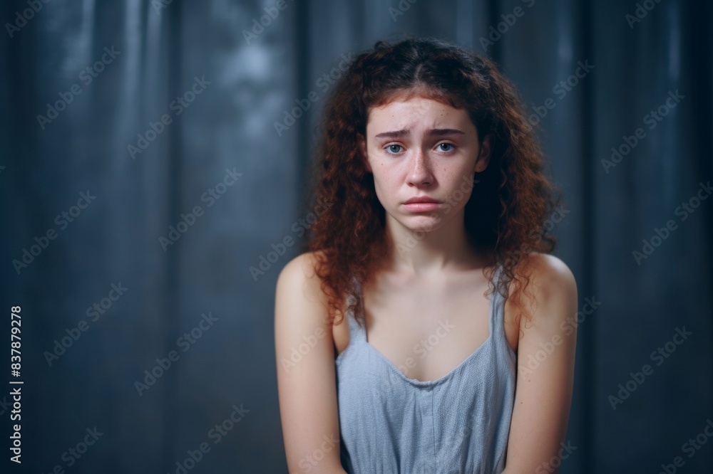 portrait of grieving young woman portrait of grieving young woman