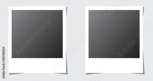 Realistic photo frames. Empty white photos frame vintage with adhesive tapes.Collection of vintage photo frames.Images.Polaroid photo frame set.