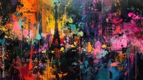 Parisian Dreamscape - Bold Olympic Energy in Vivid Colors
