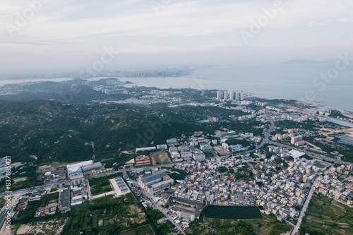 Aerial perspective of coastal rural areas