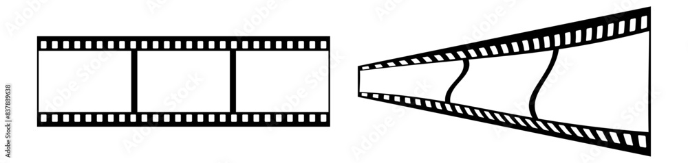 35mm blank filmstrip vector design with 3 frames on white background. 3d black film reel symbol illustration to use for photography, television, cinema, photo frame. 35mm blank filmstrip vector design with 3 frames on white background. 3d black film reel symbol illustration to use for photography, television, cinema, photo frame.
