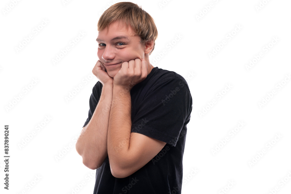 Portrait of a charming kind teenage guy with brown hair Portrait of a charming kind teenage guy with brown hair