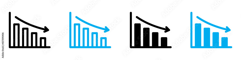 Reduction chart icon set depicting data reduction symbols, ideal for business analytics and performance visuals. Reduction chart icon set depicting data reduction symbols, ideal for business analytics and performance visuals.