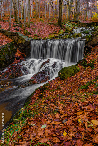 waterfall on Hajeny creek on autumn photo