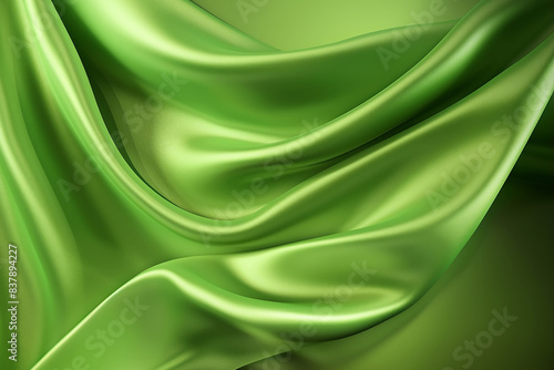 green silk satin fabric close up background