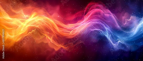 An ethereal dreamscape of vibrant hues. Swirling ribbons of fire and ice dance through a sea of stardust, creating a mesmerizing symphony of color and light. photo