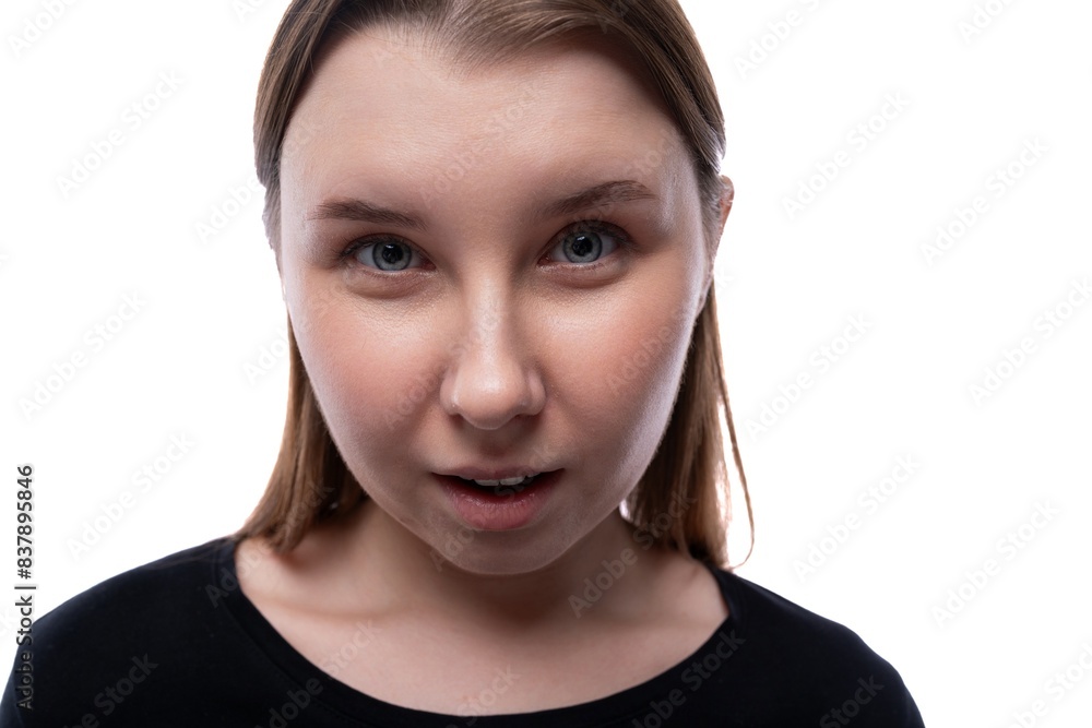 Close-up portrait of a preteen girl of European appearance Close-up portrait of a preteen girl of European appearance