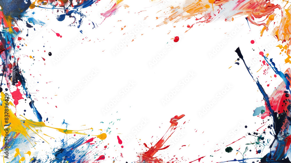 Colorful paint splashes on white background. Artistic and vibrant abstract design, isolated on white. Colorful paint splashes on white background. Artistic and vibrant abstract design, isolated on white.