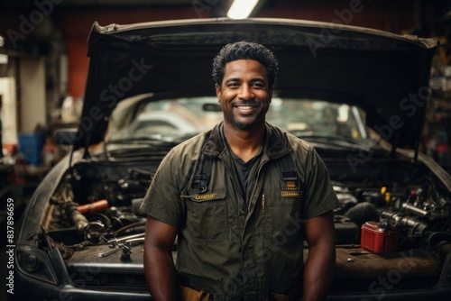 Smiling mechanic in a workshop © Tanja