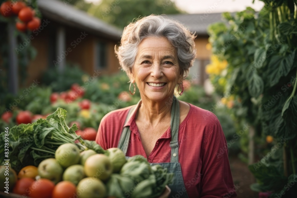 Elderly woman at a vibrant outdoor market Elderly woman at a vibrant outdoor market