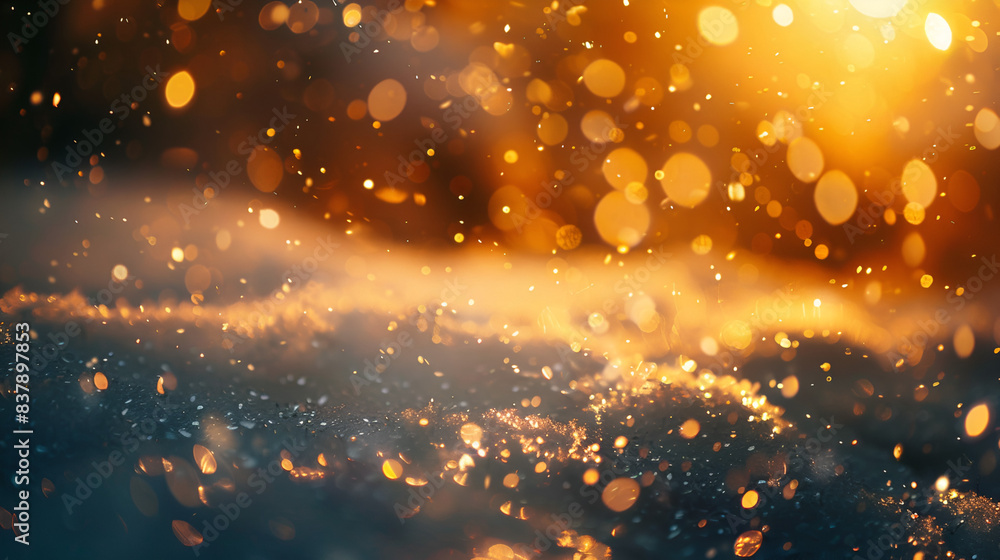 Illumination and Snow Blurred Background with Festive Winter Lights Illumination and Snow Blurred Background with Festive Winter Lights