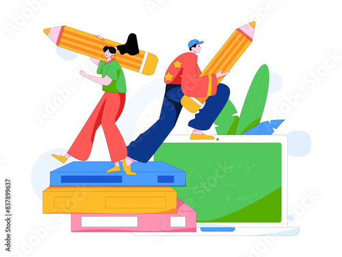 Education and learning people flat vector concept hand drawn illustration
