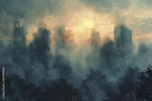 Envision future successes through the mist of the bustling cityscape.