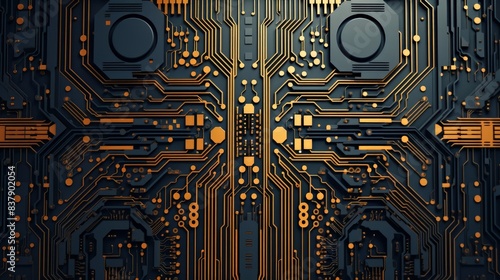 Detailed Circuit Board Inspired Patterned Background