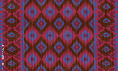 Ikat tribal ethnic embroidery pattern seamless,Native element traditional vector print motif,Indian style,Design for clothing,scarf,shawl,fabric,sari,batik,sarong,carpet,blanket,woven, wrap,decoration