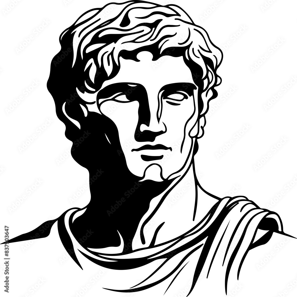 minimalist illustration of a Greek man portrait minimalist illustration of a Greek man portrait