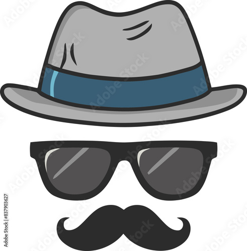 Stylish Disguise with Hat, Sunglasses, and Mustache