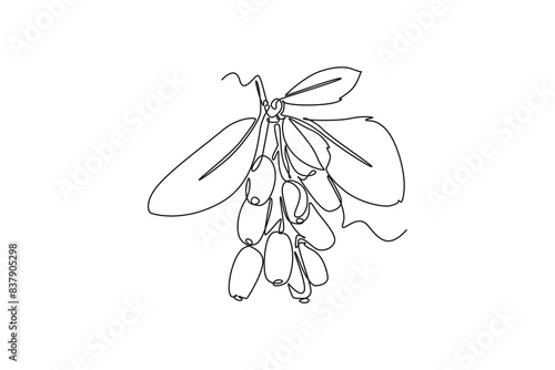 Continuous one line drawing of pile healthy organic goji berries for orchard logo identity. Fresh gojiberry fruitage concept for fruit garden icon. Single line draw design vector graphic illustration